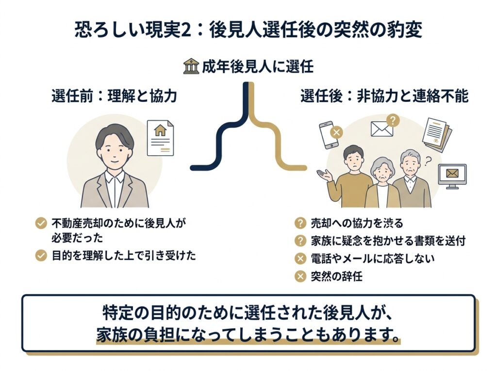 ひどい実態２：後見人に就任した途端の「手のひら返し」