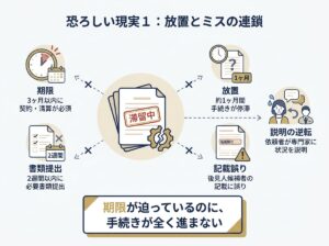 ひどい実態１：専門家なのに手続きが進まない——放置とミスの連続