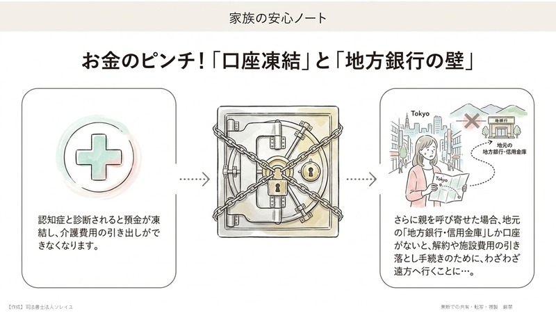 親の預金への対策、取引銀行やお金を動かせかなど