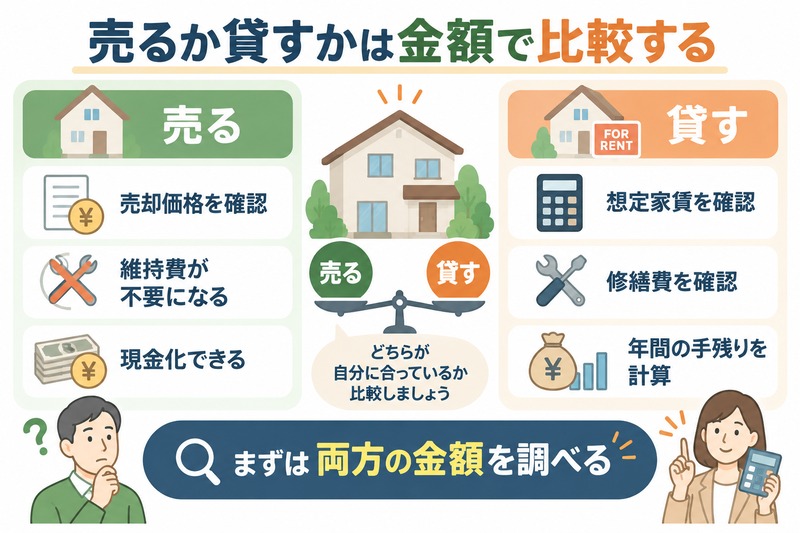 相続した実家の売却価格と賃料を比較する