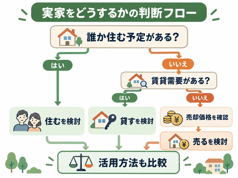 相続した実家をどうするか迷ったときの判断フロー