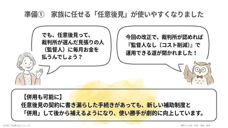 対策① 今回の改正で劇的に使いやすくなった「任意後見契約」