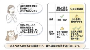 公証人が本人の意思を確認して作成する「公正証書遺言」